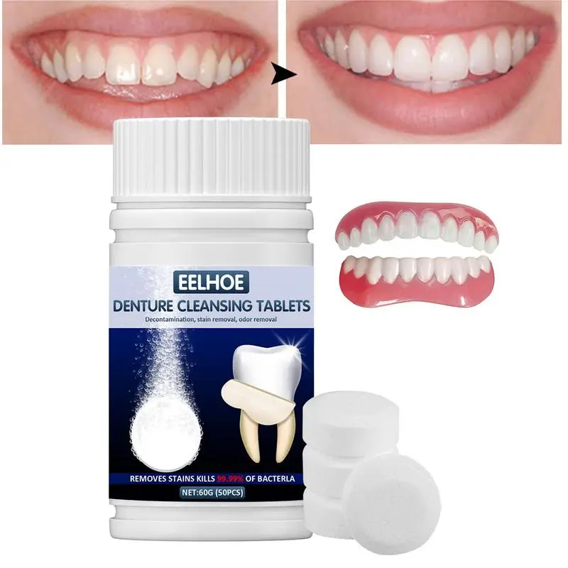 

Stains Dirt Cleaner False Tooth Cleaning Tablet Portable Retainer Cleansing Tablet Denture Cleaner Tablet Mint Flavor