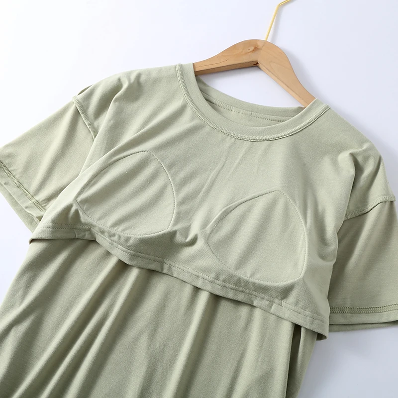 Пижама с нагрудными подушечками женский топ коротким рукавом лето 2024