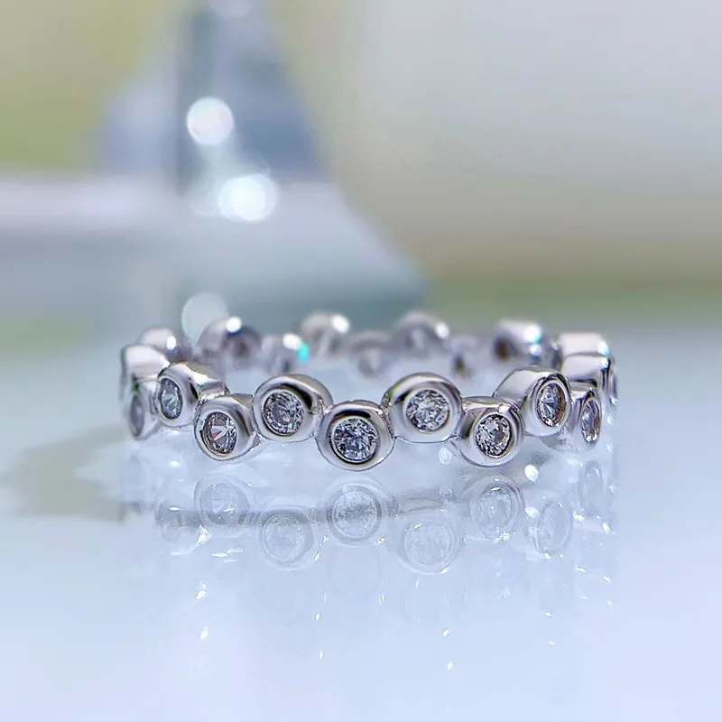 

New row diamond ring full of diamonds, full of beads, small tail ring for women, simple and personalized, thin and stacked ring,