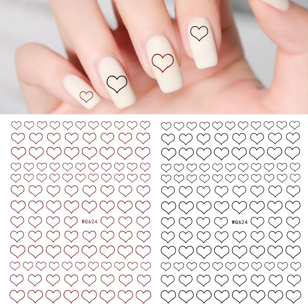 

1 PC 2021 New Gold Nail Art Decoration Nails Accessories Nail Sticker Love Heart Design Summer Diy Slider 3D
