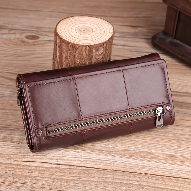 Women's Wallet Genuine Leather Patchwork Wallets for Women Clutch Bags for Phone Ladies's Purses Natural Cowhide Coin Purse Long