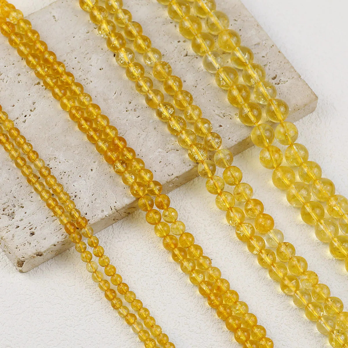 Желтый Кристалл Натуральный Камень Круглые Свободные Бусины 4/6/8/10/12MM Для