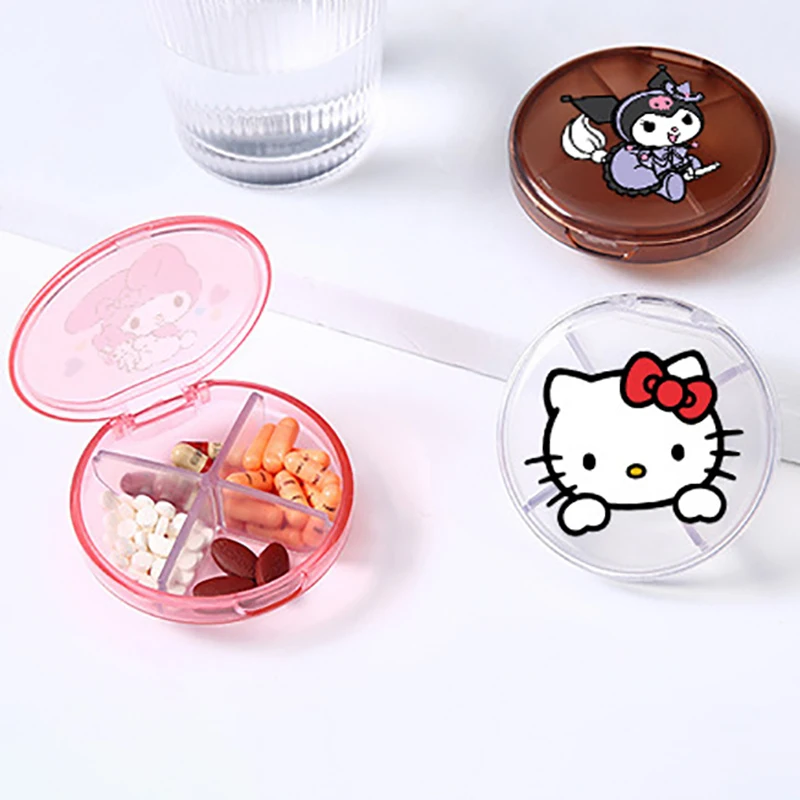 Контейнер для таблеток Sanrio Kuromi Hello Kitty с 4 отделениями