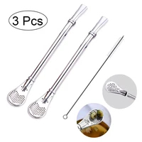 2pcs detachable bombilla filter straw stainless steel straw spoon tea filter yerba mate straw reusable drinking tools bar access