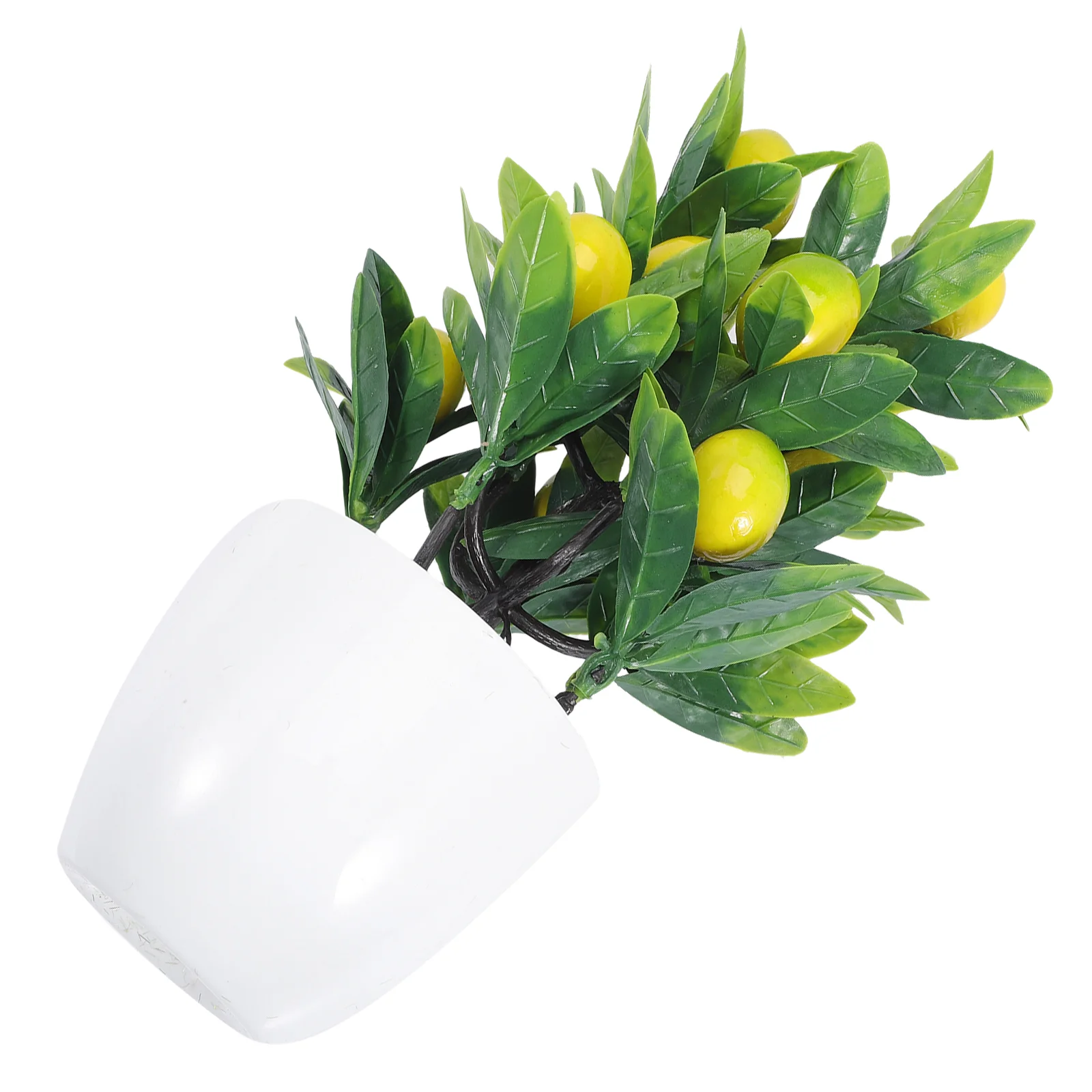 

Delicate Desktop Potted Lifelike Fake Lemon Tree for Home Living Room Decoration