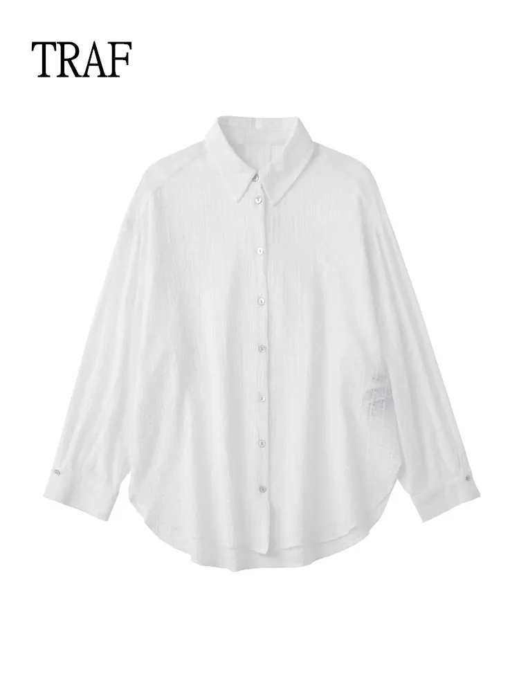 

Рубашка женская Летняя асимметричная на пуговицах, с длинным рукавом