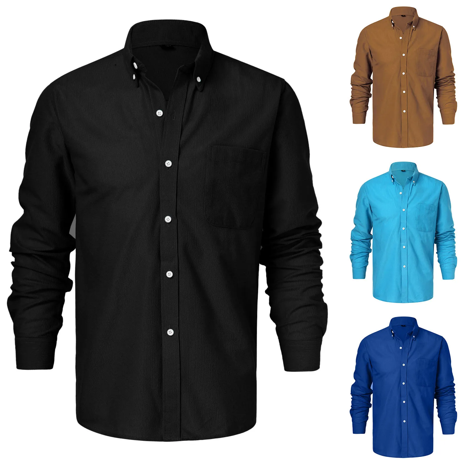 

Mens Spring And Autumn Fashion Simple Button Comfortable Button Social dress shirt Vintage European American Style Breathable