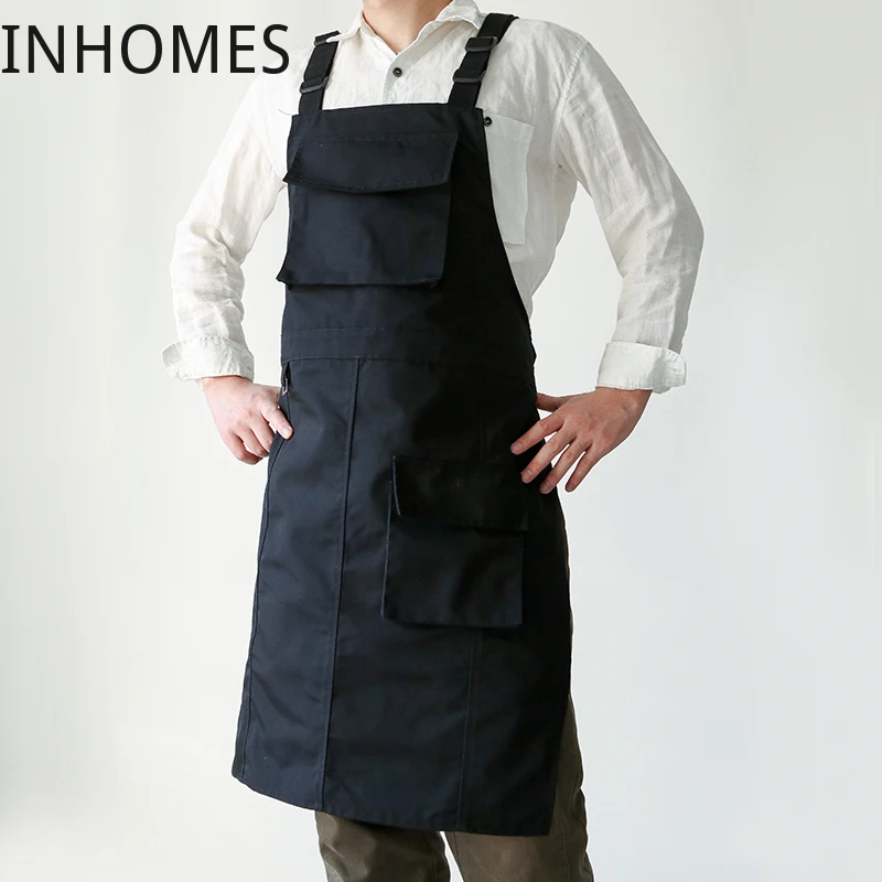 

custom printing logo canvas apron cafe milk tea shop flower barber shop dyer waterproof overalls restaurant chef flower uniform