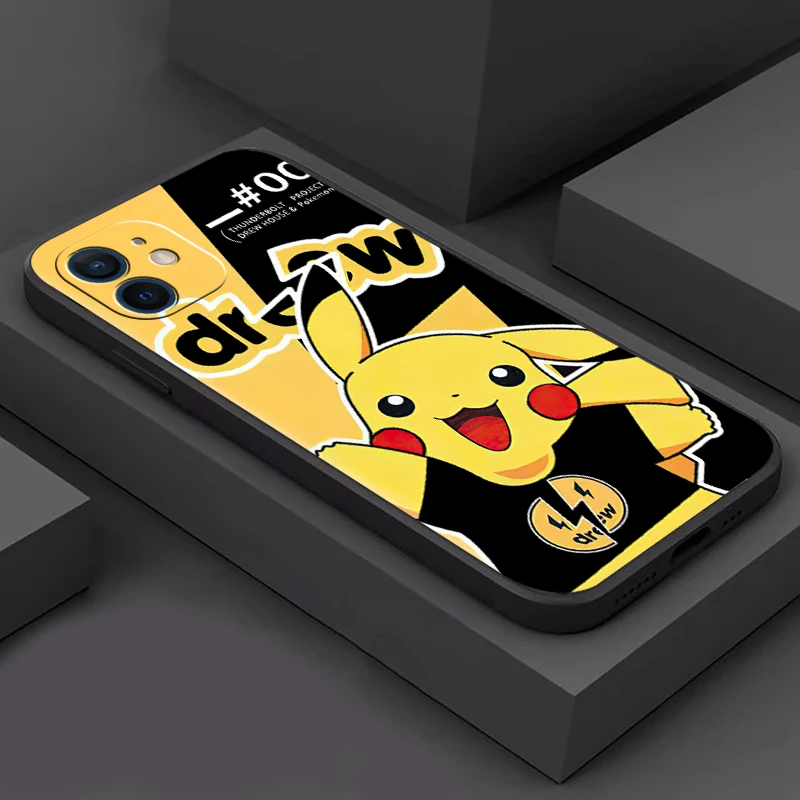 

Pokemon Pikachu Pokémon Phone Case For Funda iPhone 11 12 13 Pro Max Mini X XR XS SE 2020 5s 6 7 8 Plus Black Carcasa