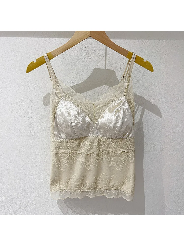 Осень и зима 8244 бархатная кружевная майка внутренняя одежда изысканная красивая