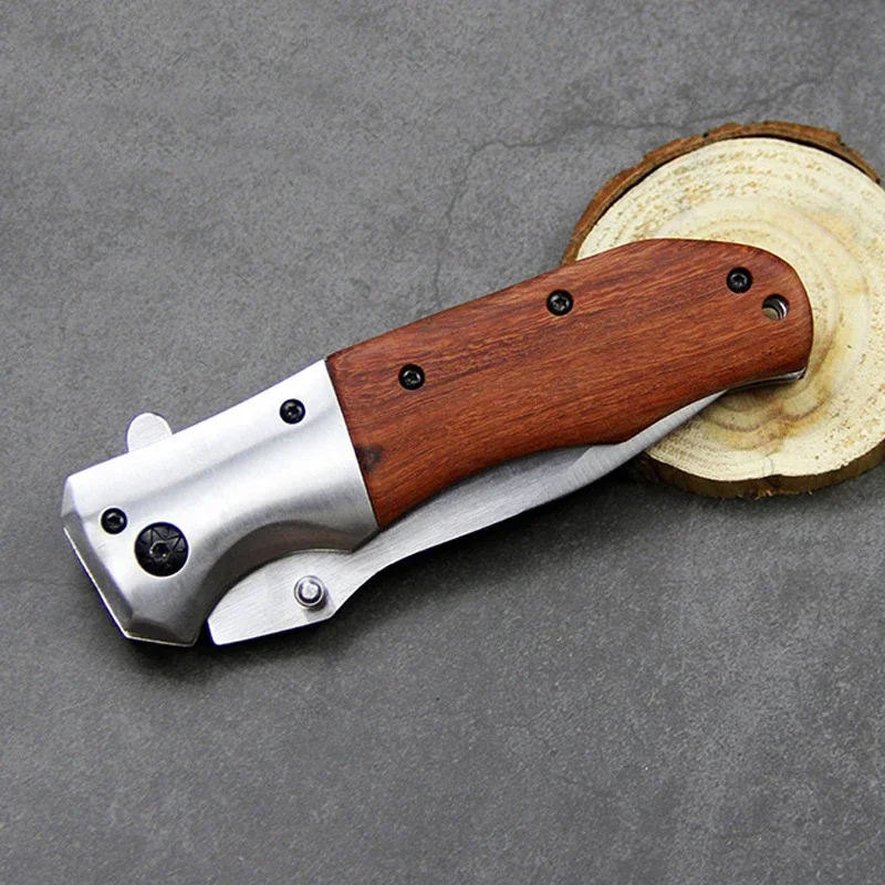 Складной нож 7Cr13 с рукояткой из розового дерева Универсальный Тактический