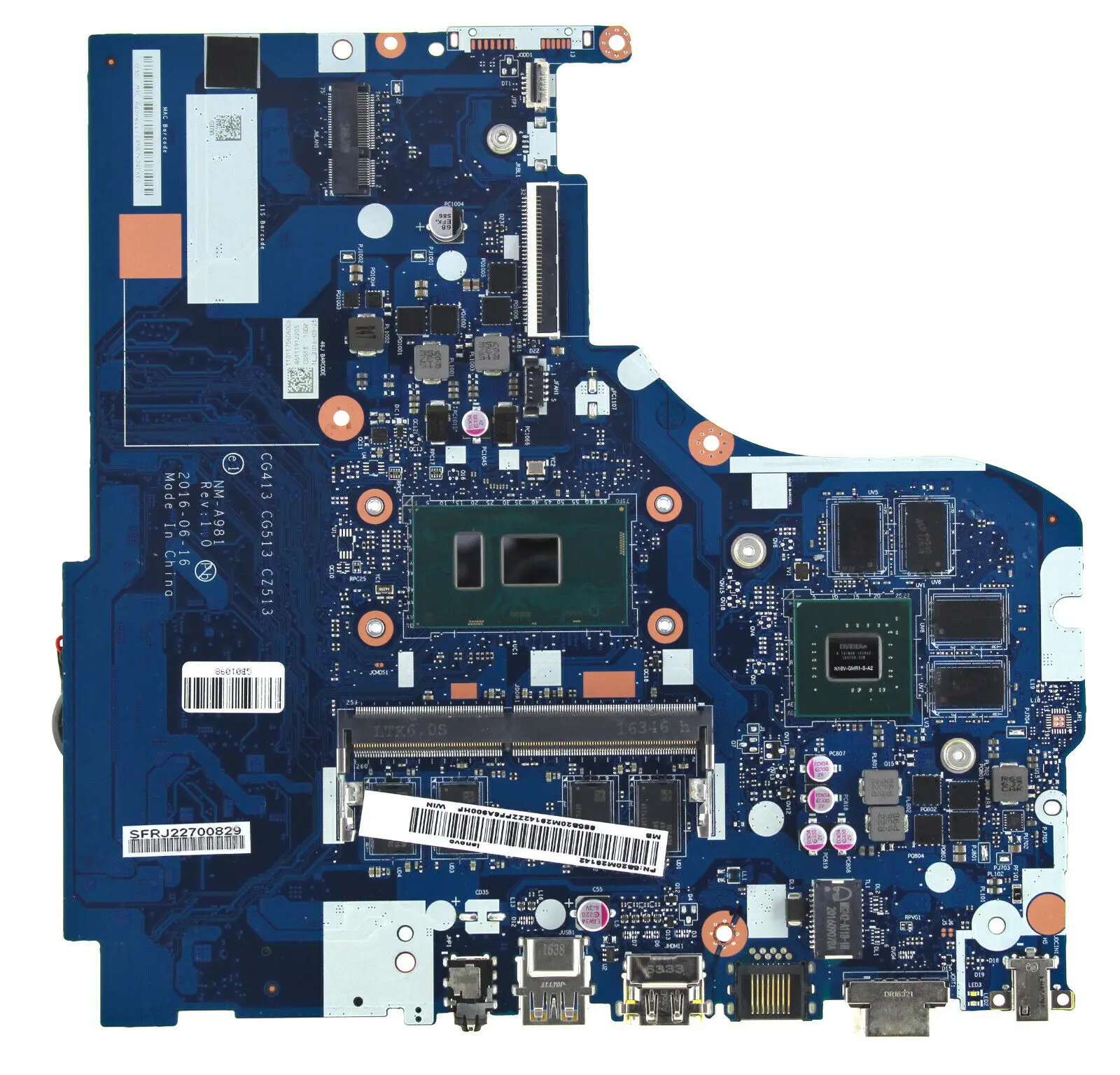 

FOR Lenovo 310-15IKB motherboard NM-A981 i7-7500U 4GB RAM GF920MX 5B20M29179