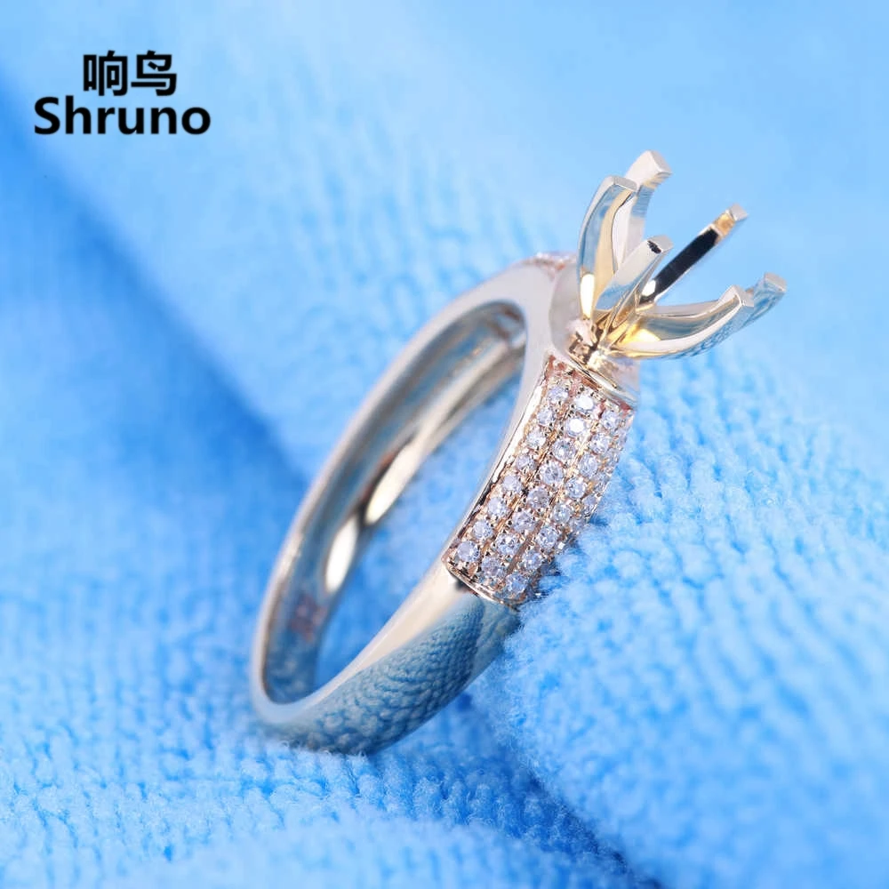 Женское кольцо из желтого золота 14 к 10 Shruno 5 75-7 мм с круглым вырезом и натуральными