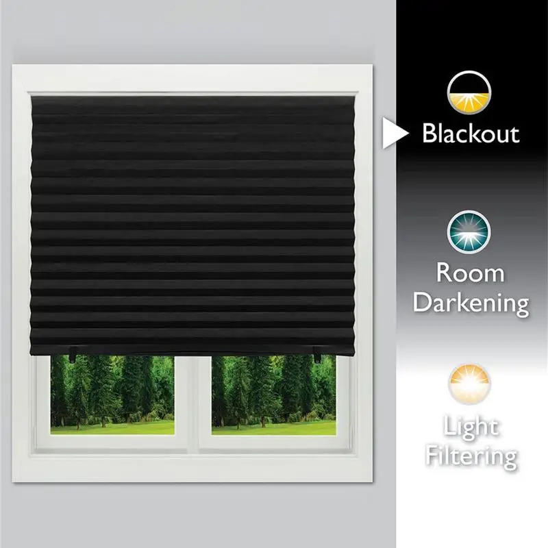 

Blackout Pleated Blinds Cordless Shade Light Filtering Shades For Windows Portable Blackout Curtains For Bedroom And Office