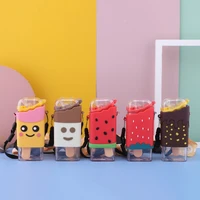 cartoon cute donut ice cream water bottle rainbow creative square watermelon cup portable leakproof children kettle with straw