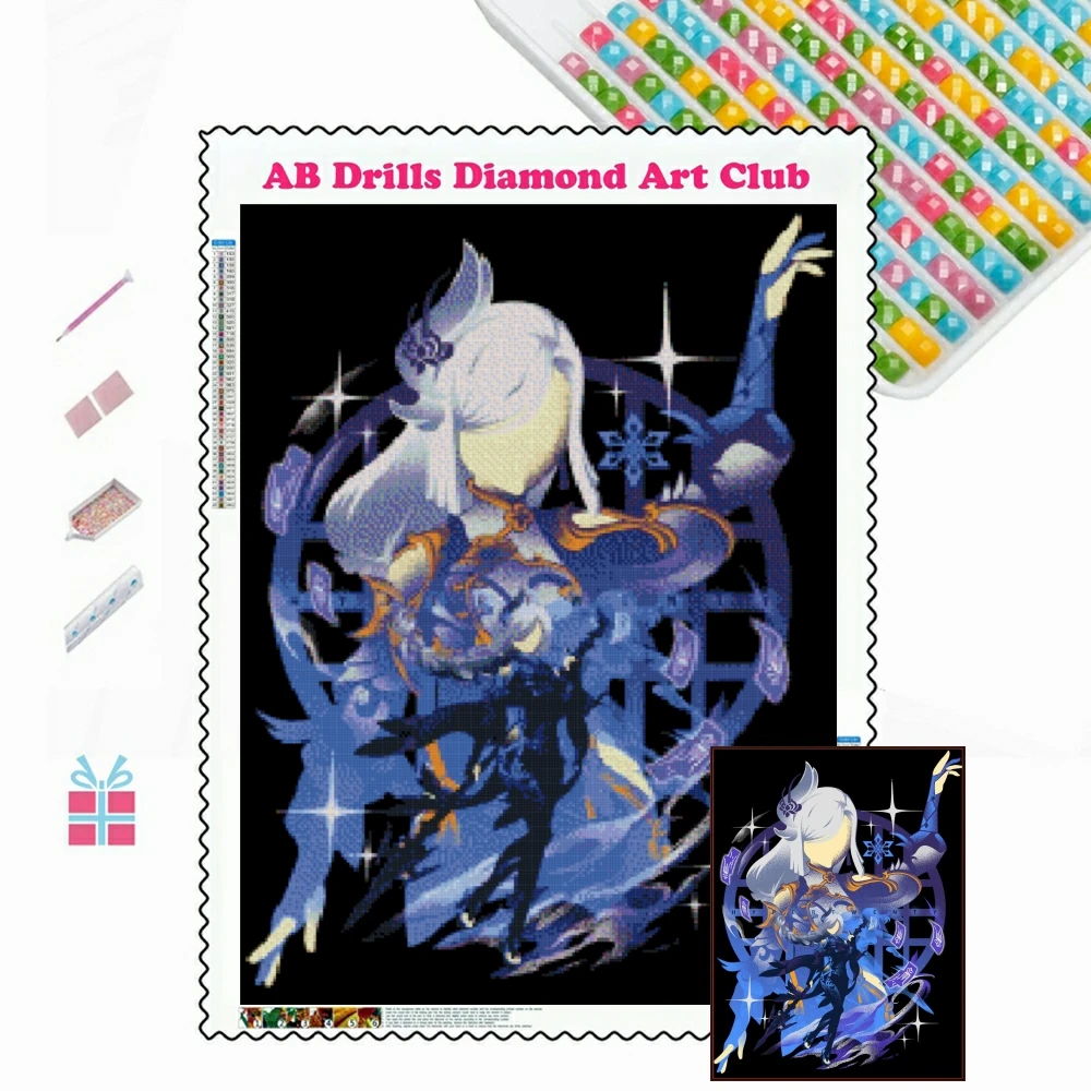 Фото Genshin Impact 5D DIY AB алмазная живопись Аниме игра девушка Сяо и чжунглли вышивка крестиком Стразы мозаика вышивка домашний декор №2
