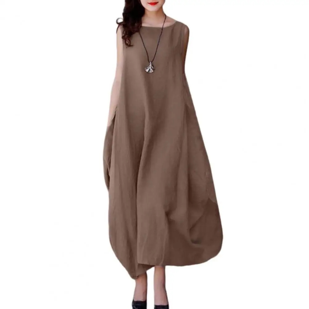 

Beach Dress Sleeveless Maxi Dress Loose-fitting Folds Long Dress