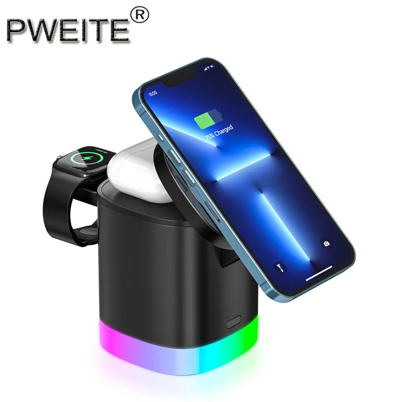 

3 in 1 Magnetic Wireless Charger Wireless Charging Station for iPhone 14/13/12 Pro Max/Pro/Mini AirPods Pro 2/Pro/3/2, iWatch
