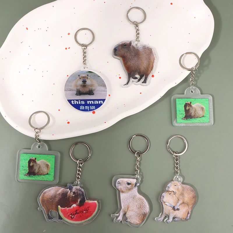 

Creative Capybara Acrylic Keychain KeyRing Cute Cartoon Animal Capybaras Popular for Bag Pendant Aaccessories Gift