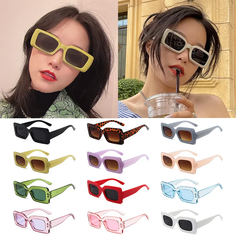 

Female Square Sunglasses Retro Shades Jelly Colors Small Frame Sun Glasses Outdoor Vintage Eyeglasses For Women Girls