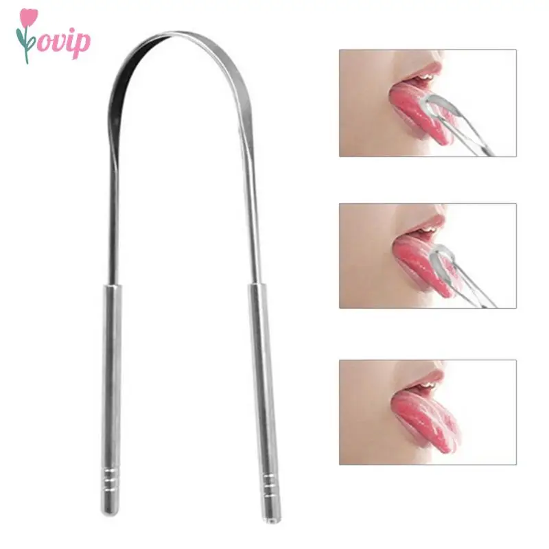 Tongue Scraper Stainless Steel Tongue Scraper Cleaner Fresh Breath Cleaning Coated Tongue Toothbrush Dental Oral Hygiene