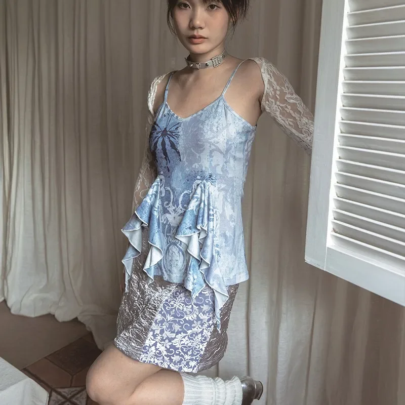 Винтажная Майка Karrram Y2k топы в японском стиле Харадзюку майки 1920-х годов