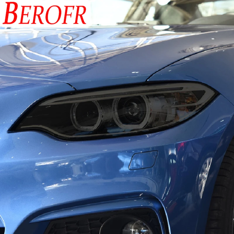 

2 Pcs For BMW 2 Series F22 F23 2014-2019 Car Headlight Tint Black Protective Film Protection Transparent TPU Sticker Accessories