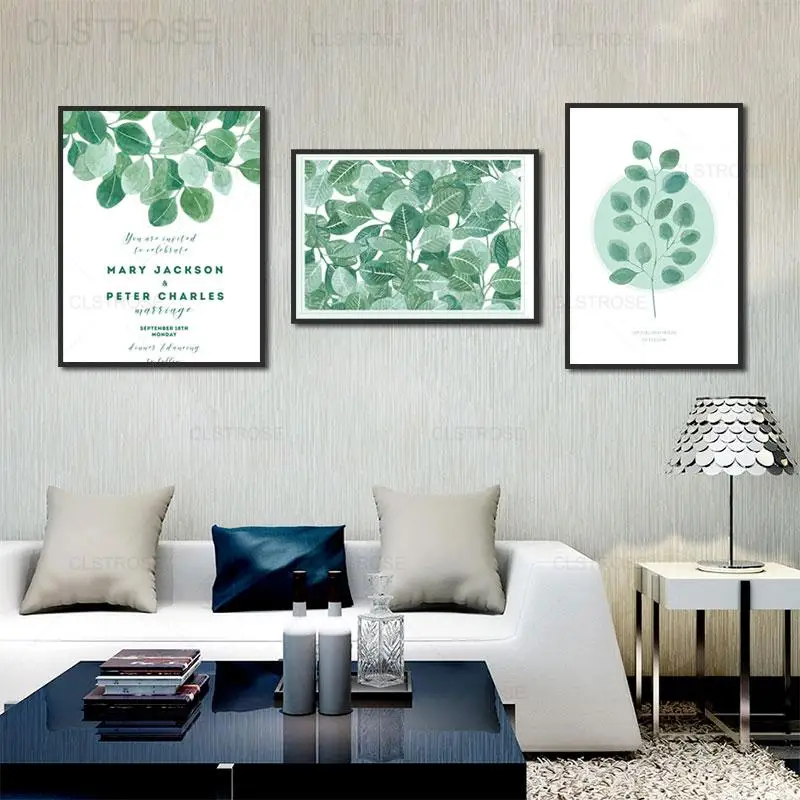 

Nordic Fresh Plants Green Leaf Canvas Painting Modern Minimalist Text Wall Art Posters and Prints Home Decor Living Room Bedroom