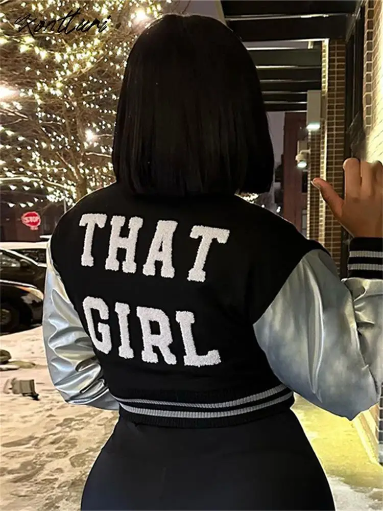 Осенняя уличная одежда Kontturi бейсбольная куртка в стиле пэчворк Женская с длинным