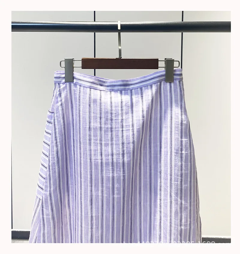 

Women Stripe High Waist Pocket Fishtail Skirt 2023 Spring and Summer New