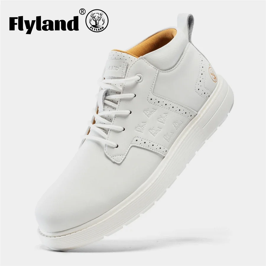 FLYLAND Fashion Men Dress Boots Male Split Leather Shoes Casual Handmade Luxury Ankle