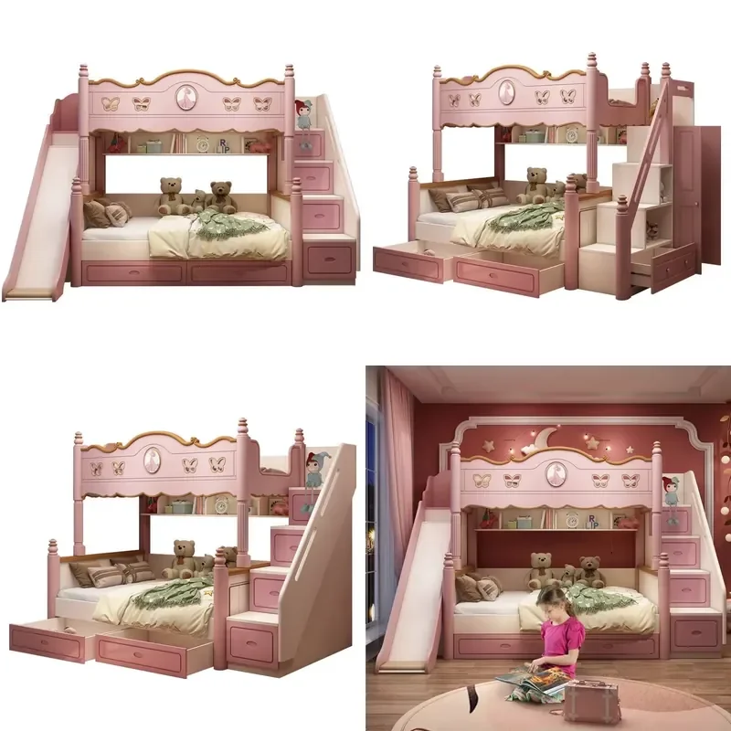 Фото Двухъярусная кровать из МДФ для детей Millay Princess: современная, удобная, прочная, экологичная, для отелей и школьных спален №1