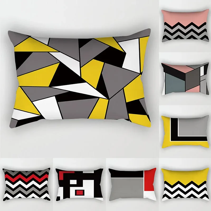 

Желто-красный геометрический чехол для подушки 30x50, диванные подушки, декоративный чехол для диванных подушек, скандинавский чехол из полиэстера