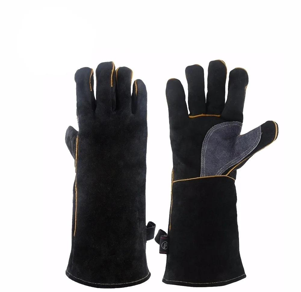 

Welding Gloves 14/16inches Heat Resistant Perfect for Cooking Baking Fireplace Animal Handling BBQ Black Gray