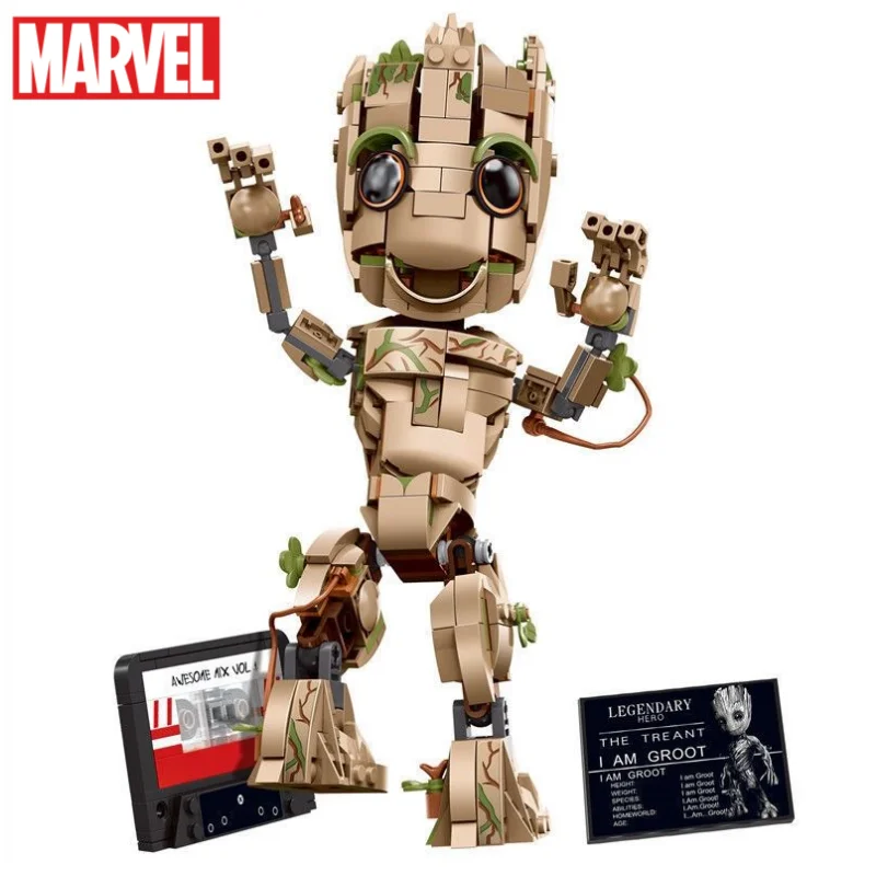 

Marvel New Guardians of the Galaxy Anime Peripheral Cartoon Groot Building Blocks Ornament Creative Assembled Toy Gift Wholesale