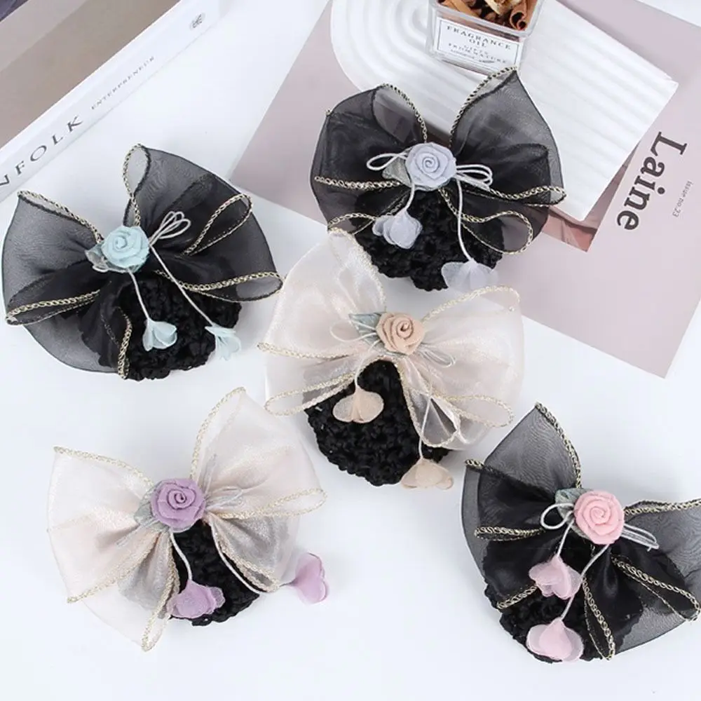 Корейский стиль Цветочный снуд Весенняя заколка для булочки Снуд хвоста Зажим