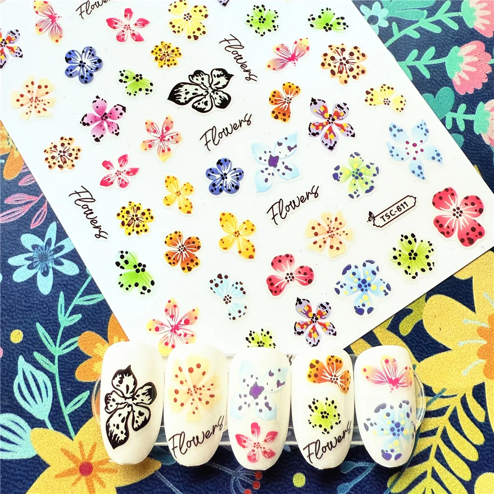 Новейший TSC-611 леопардовый принт цветок сereis 3d наклейка для дизайна ногтей