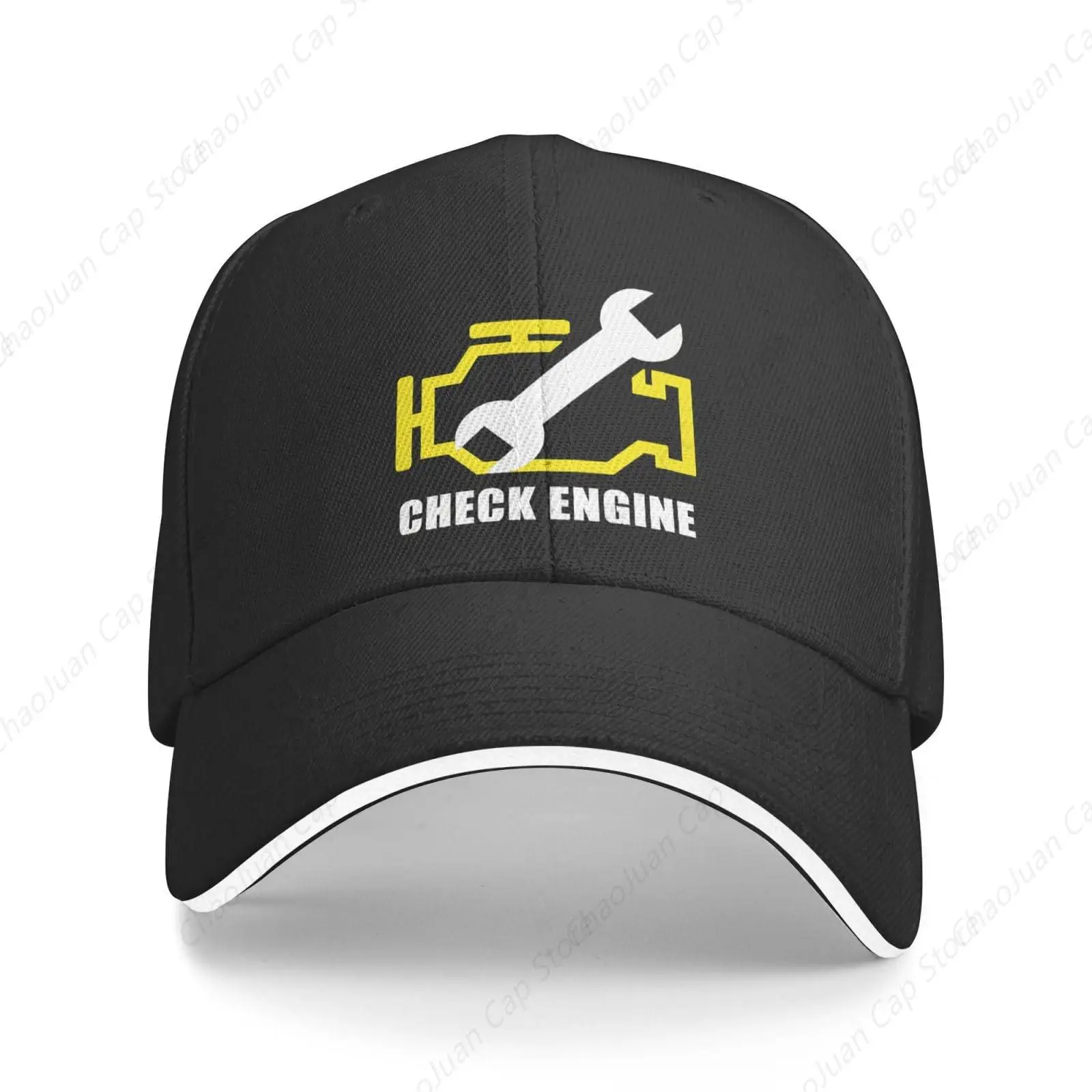 Фото Повседневная бейсболка Check Engine Light Mechanic Auto Repair, черная кепка Casquette №1