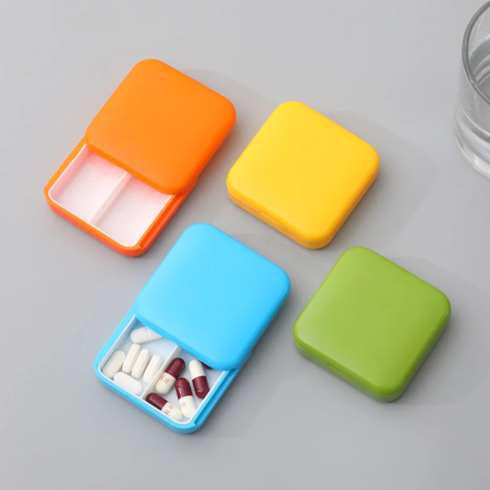 

Переносной Контейнер для таблеток с нажимом, Квадратный Контейнер для лекарств с двумя отделениями, контейнер для хранения таблеток, орган...