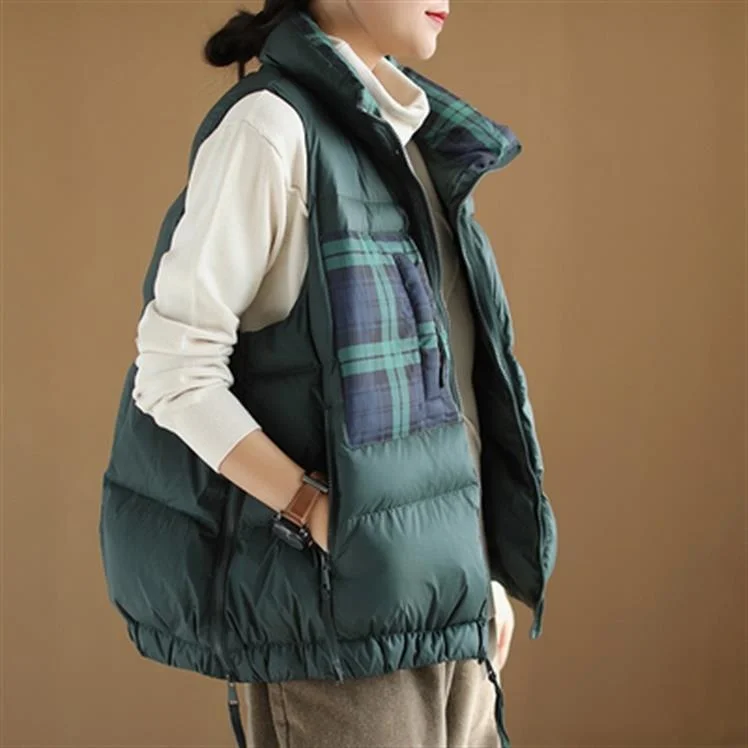 

Новый стиль на осень и зиму 2022, пуховик, Женская Корейская короткая куртка с воротником-стойкой и белым утиным пухом, женский жилет