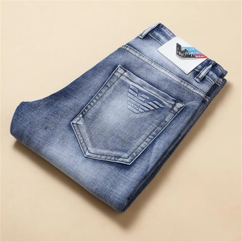 

NEW High Quality Fashion Embroidery Youth Man's Comfortable Fabric Pants Jeans