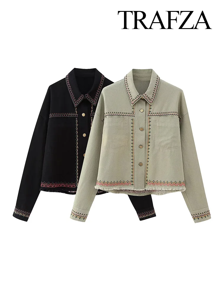 

Женская винтажная куртка с карманами и отложным воротником, свободного покроя