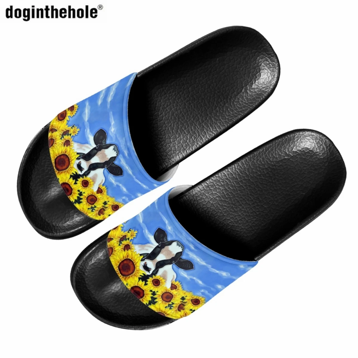 

Тапочки женские с принтом подсолнухов и коров, удобные сандалии без застежки, летние тапочки для пляжа, Нескользящие, для улицы
