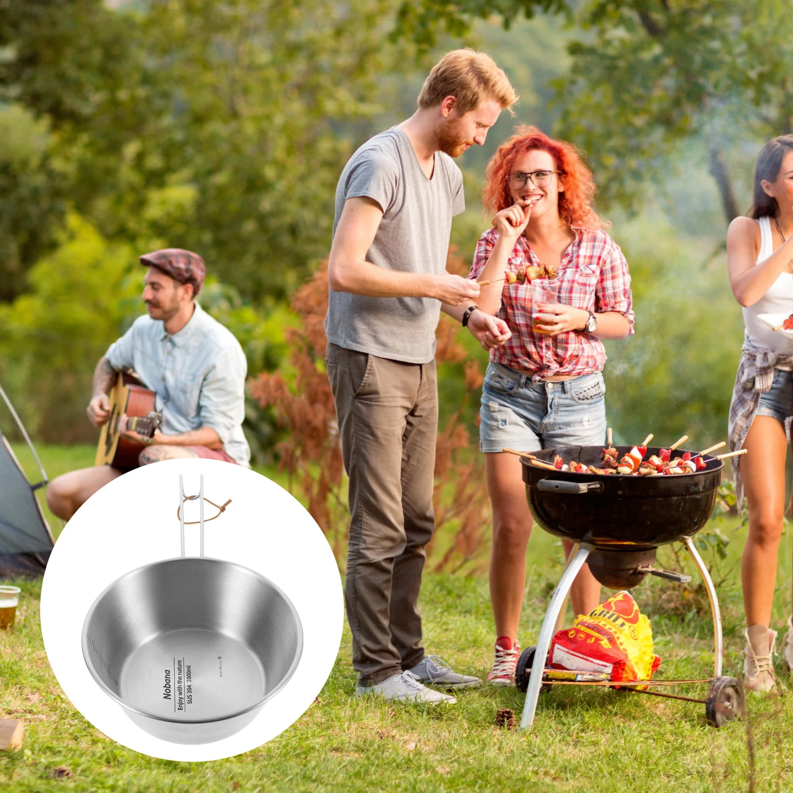 

Picnic Bowl Metal Soup Pot Kitchen Saucepan Large Cooking Noodles Nonstick Camping Household Cookware