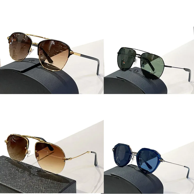 

Foldable Men Sunglasses Luxury Designed Pilot Business Sun Glasses Metal Oval Square Frame With Box Package Gift