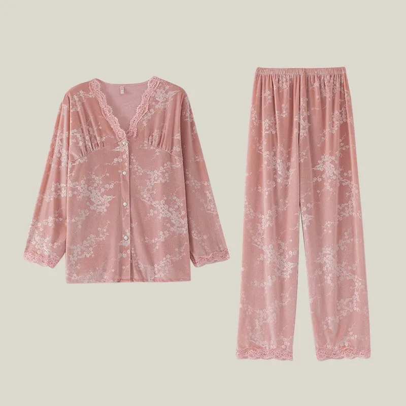 DIDUQIPAO Велюровая пижама женская 2 предмета зима