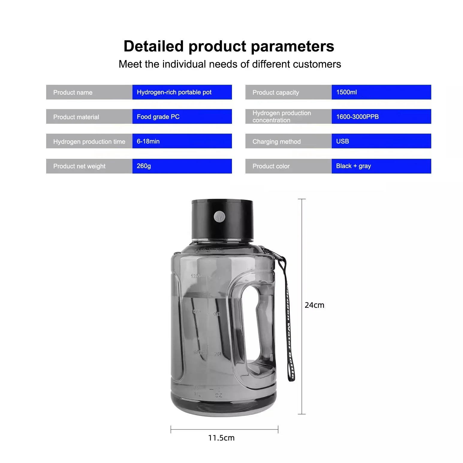Лето 2024 новейший дизайн богатая водородом спортивная бутылка с водородной водой