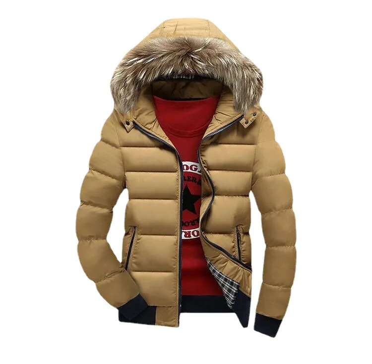 2022 Men's Hooded Fur Collar Warm Cotton Coat Coat Fashion Casual Men Clothing Winter Jackets  Winter Jacket Men