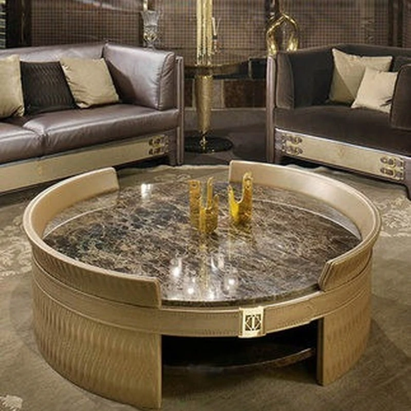 

Итальянская мебель для гостиной и спальни, мраморная столешница, жесткий круглый большой чайный столик, вилла, семейный Круглый чайник