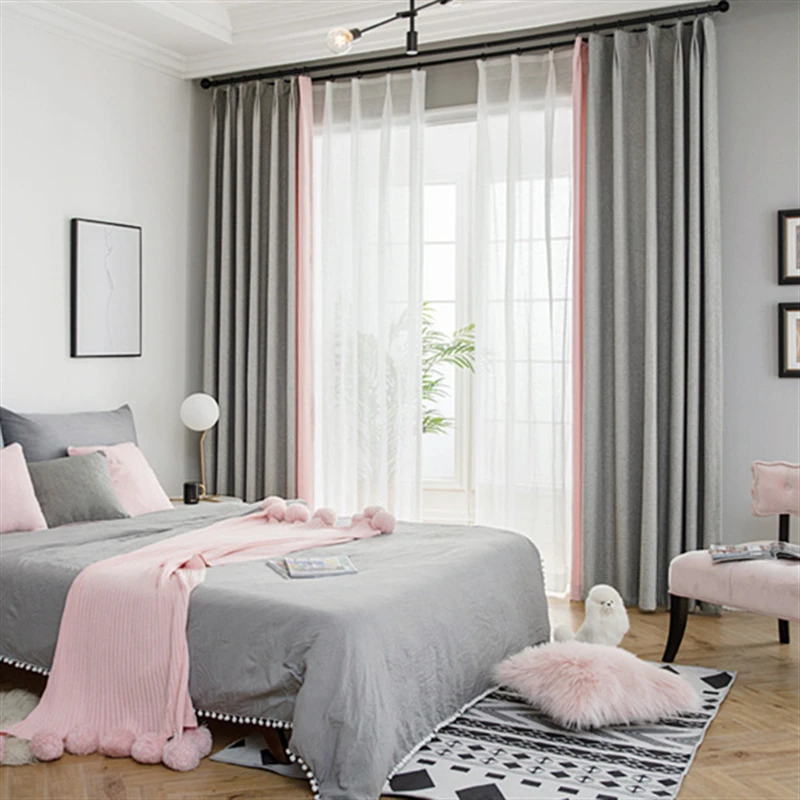 

Светонепроницаемые шторы в скандинавском стиле, розовые и серые занавески для гостиной, спальни, принцессы, драпировки окон для девочек